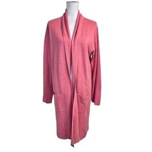 Ann Taylor Duster Cardigan Comfy Long Sweater size Medium Pink Chunky Stretch